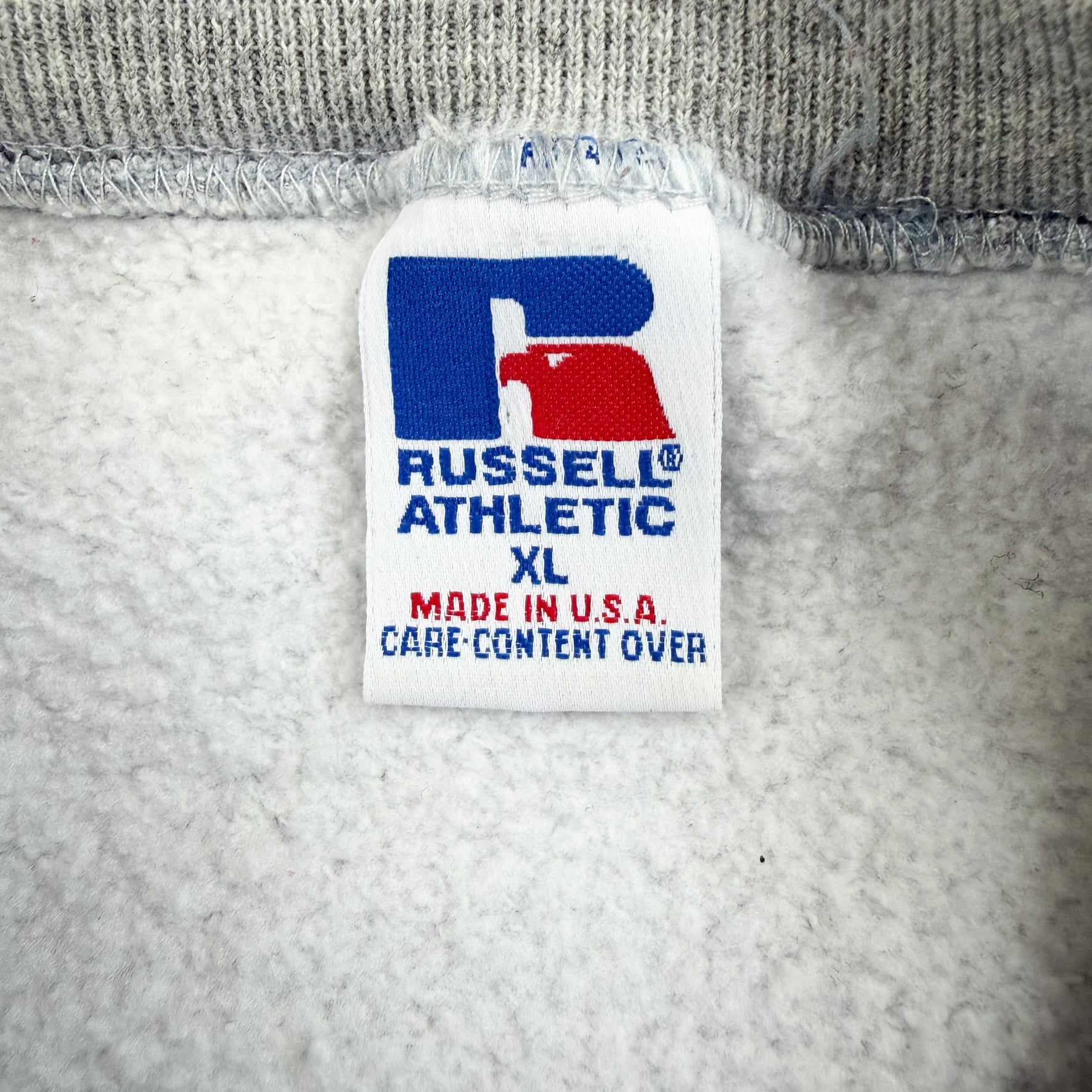 J- Vintage HG Vintage Calgary Embroidered Text Grey Russell Made In USA Crewneck - XL