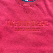 J- Vintage HG Vintage Los Angeles Embroidered Text Red/Navy Russell Made In USA Crewneck - M