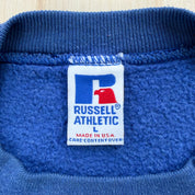 J- Vintage HG Vintage Los Angeles Embroidered Text Blue Russell Made In USA Crewneck - L