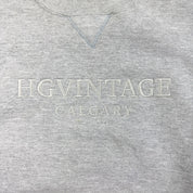 J- Vintage HG Vintage Calgary Embroidered Text Grey Russell Made In USA Crewneck - XL