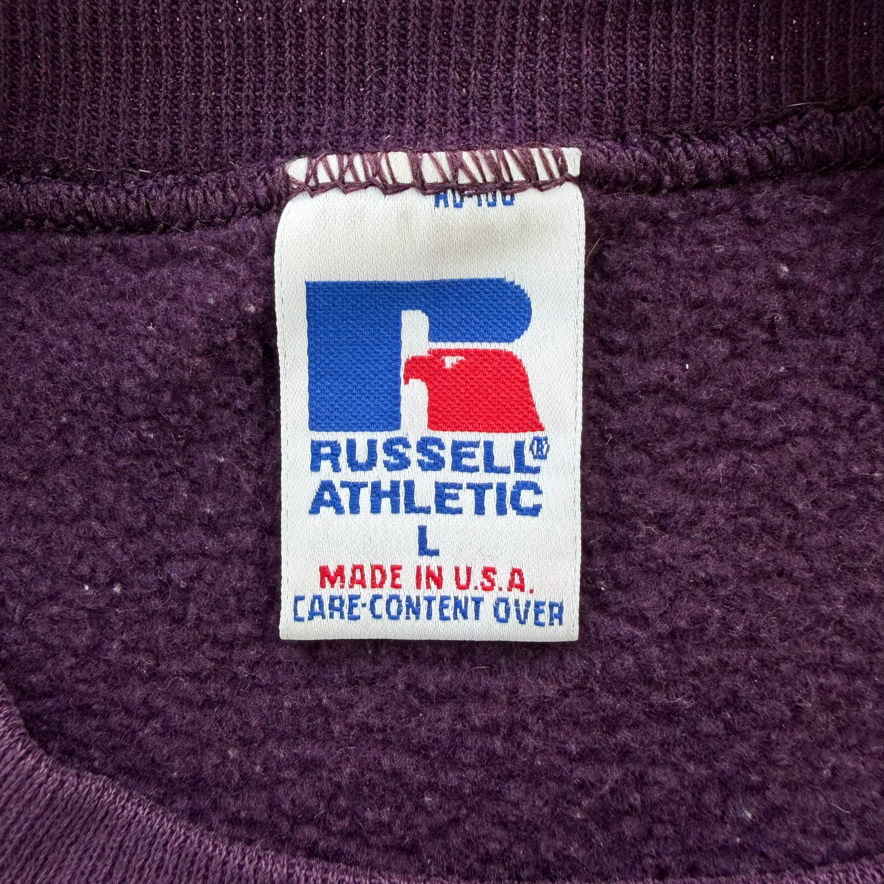 J- Vintage HG Vintage New York Embroidered Text Purple Russell Made In USA Crewneck - L