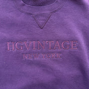 J- Vintage HG Vintage New York Embroidered Text Purple Russell Made In USA Crewneck - L