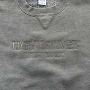 J- Vintage HG Vintage New York Embroidered Text Dark Grey Russell Made In USA Crewneck - L