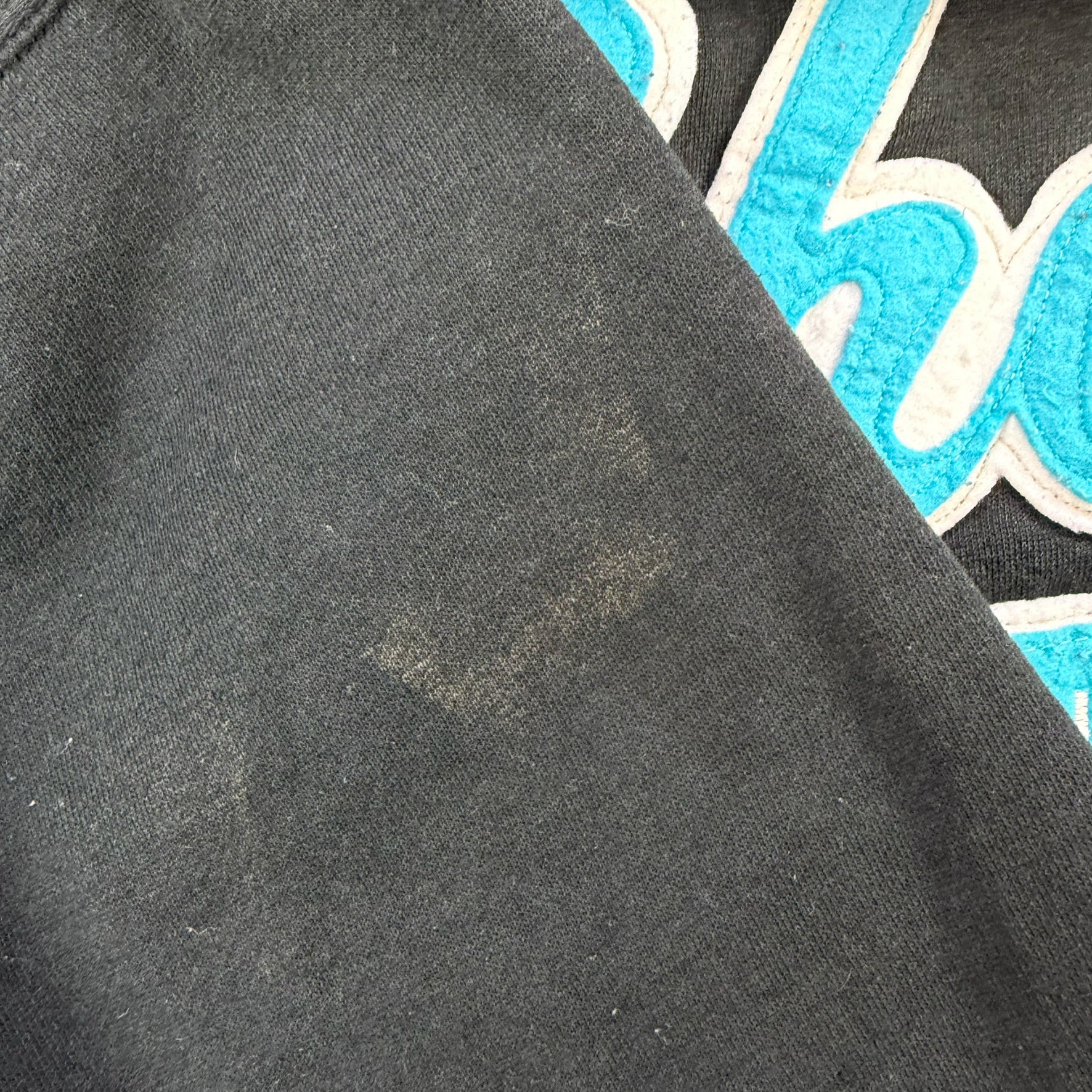 J- Vintage San Jose Sharks NHL Starter Embroidered Chenille Text Hoodie - L