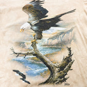 J- Vintage '00 The Mountain Eagle On Tree Branch Acid Wash Graphic Tee -  L