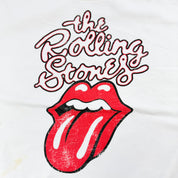 J-  Rolling Stones Text & Logo White Reprint Graphic Crewneck - XL