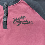 J- Harley Davidson Motorcycles Text Henley Crewneck - 2XL