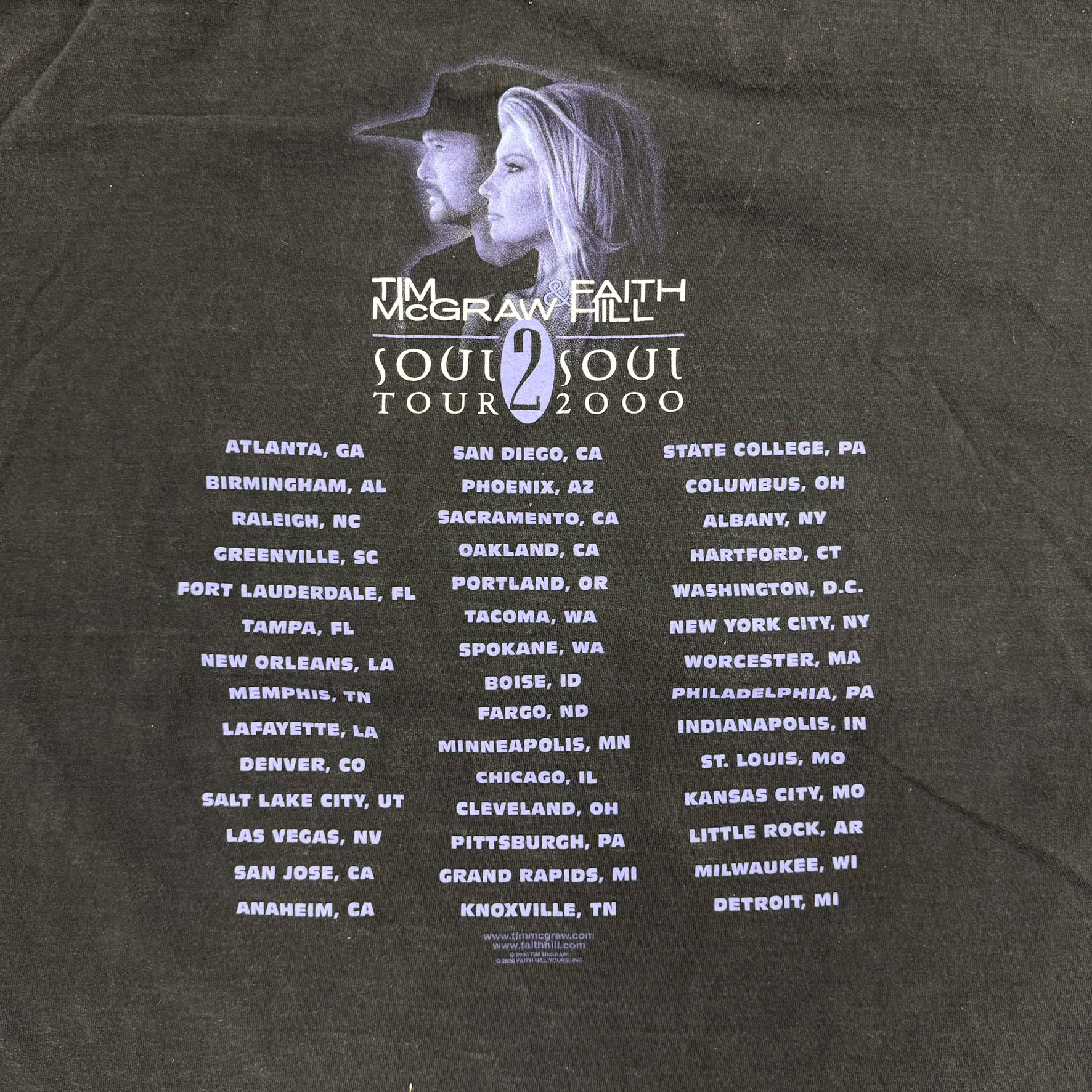 J- Vintage '00 Tim McGraw & Faith Hill Soul 2 Soul Tour Made In USA Tee - XL