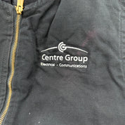 J- Vintage Carhartt Centre Group Embroidered Text Quilt Lined Workwear Vest - L