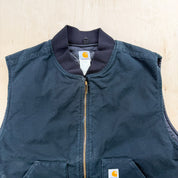 J- Vintage Carhartt Black Zip Up Quilt Lined Workwear Vest - 3XL