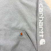 J- Carhartt Text Sleeve Grey Hoodie - M