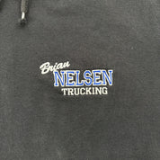 J- Carhartt Nelsen Trucking Embroidered Text Black Hoodie - M