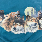 J- Vintage '92 Wolves Forest & Moon Graphic Crewneck - M