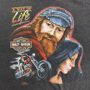 J- Vintage '89 Harley Davidson 3D Emblem A Way Of Life Graphic Made In USA Single Stich Tee - XL