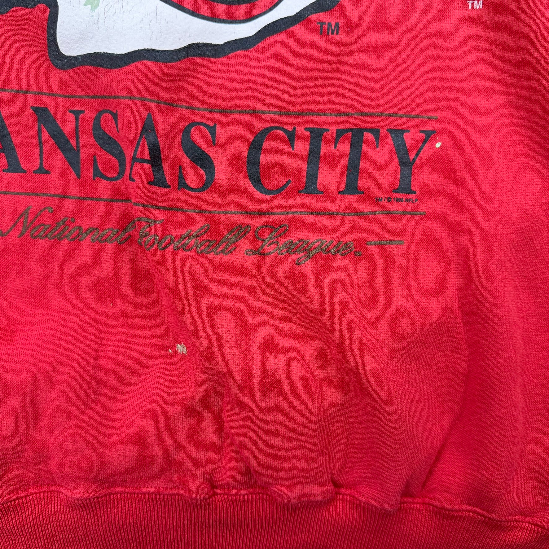 J- Vintage '96 Kansas City Chiefs NFL Nutmeg Graphic & Text Crewneck - 2XL