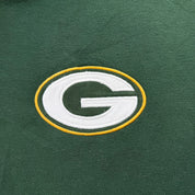 J- Vintage Green Bay Packers NFL Sherpa Lined Embroidered Logo Zip Up Hoodie - M