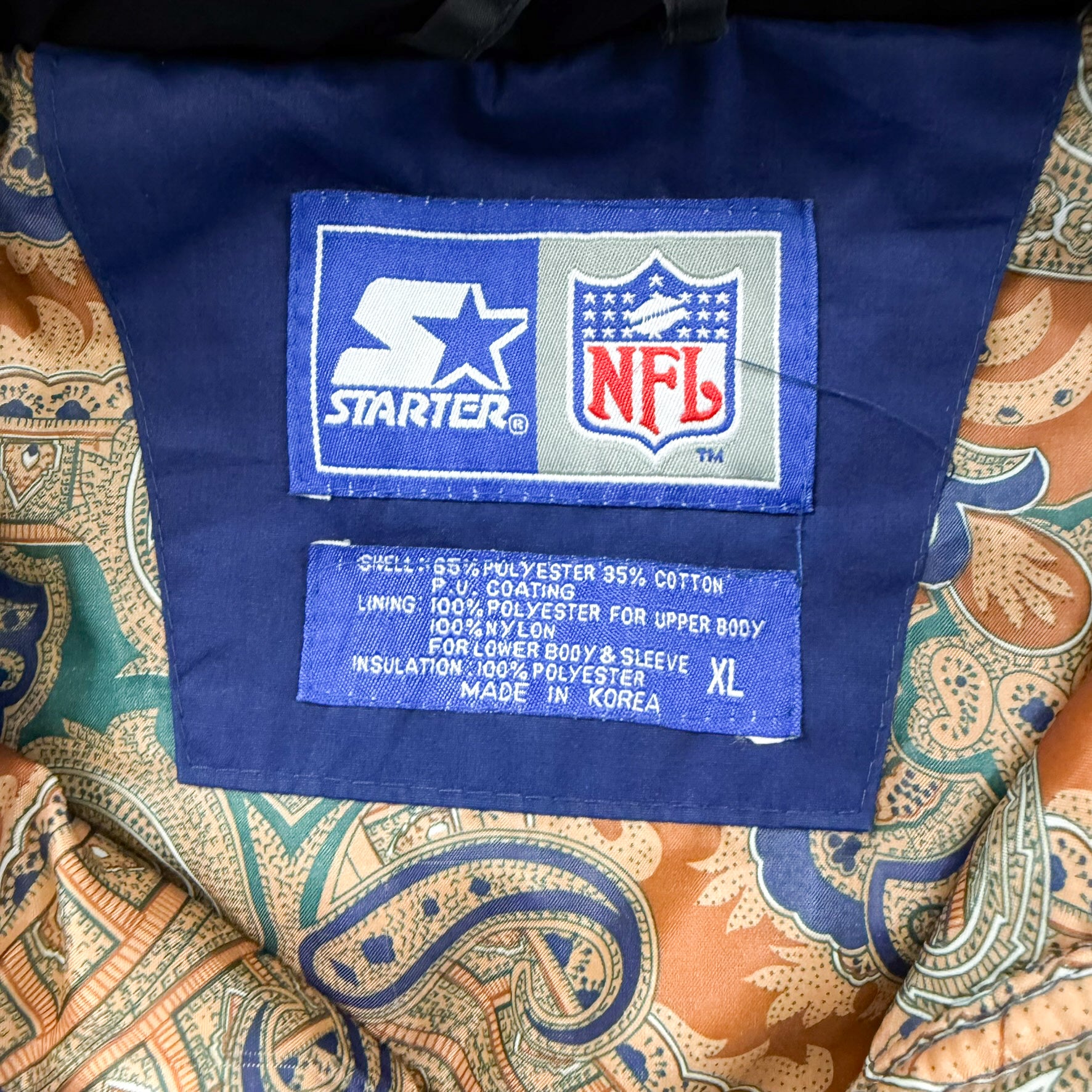 F- Vintage Chicago Bears NFL Starter Zip Up Heavy Winter Jacket