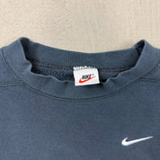 F- Vintage 90s Nike Embroidered Swoosh Black Crewneck