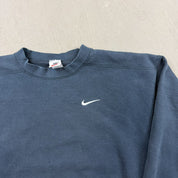 F- Vintage 90s Nike Embroidered Swoosh Black Crewneck