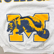 F- Vintage University Of Michigan Wolverines Made In USA Text & Logo Lee Crewneck