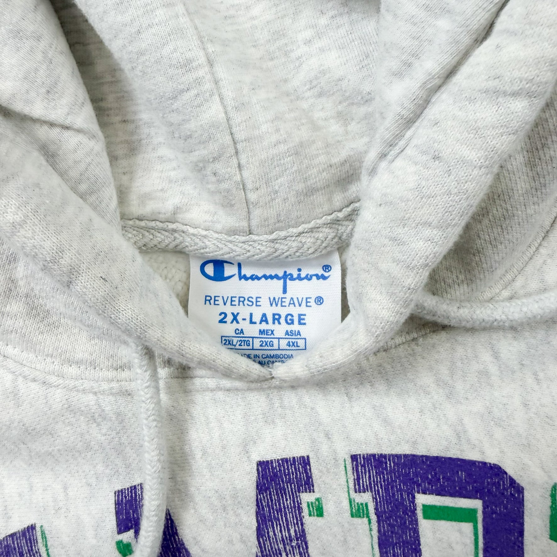 F- Vintage Champion Reverse Weave Curved Text Hoodie