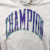 F- Vintage Champion Reverse Weave Curved Text Hoodie