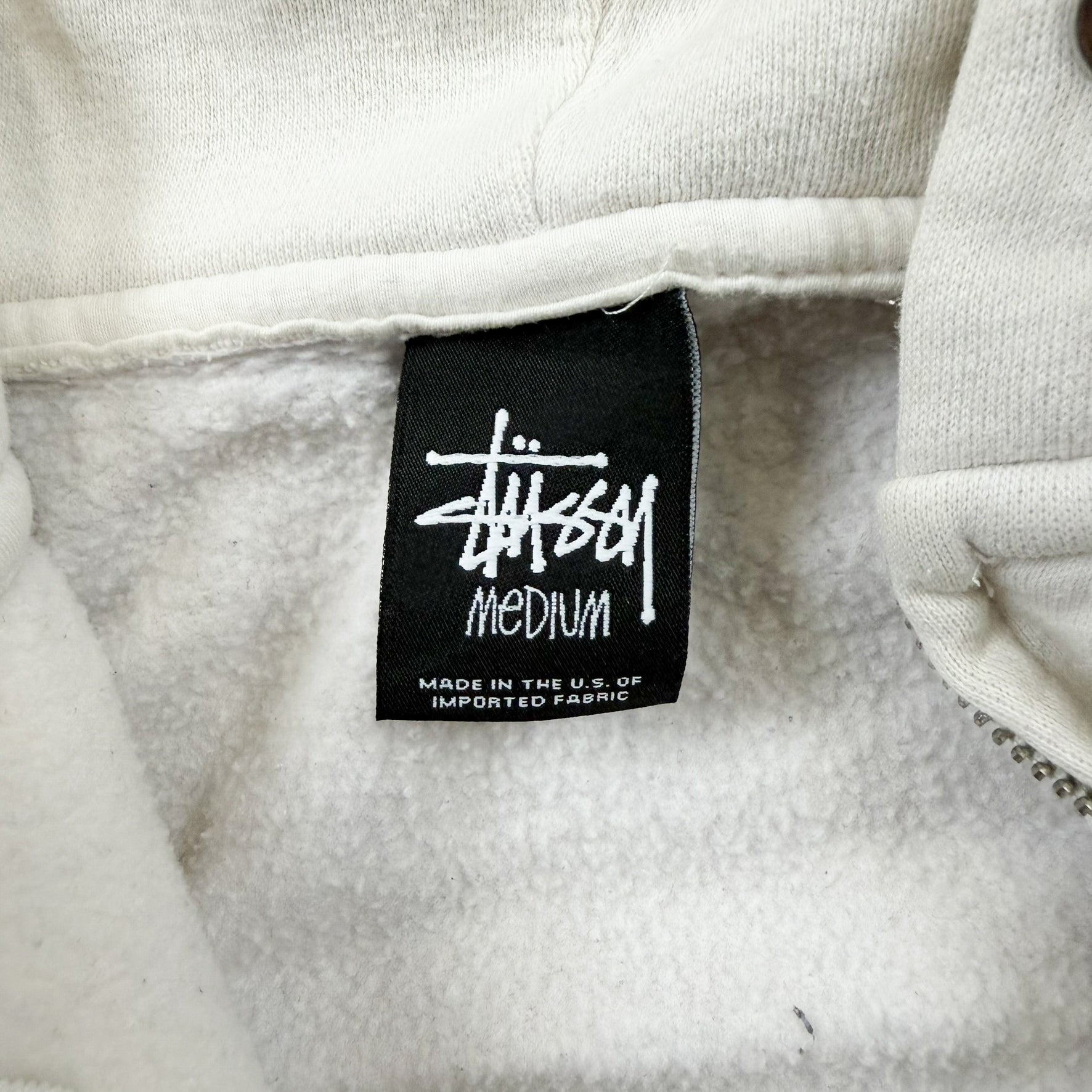 F- Vintage Stussy Text Made In USA Zip Up Hoodie