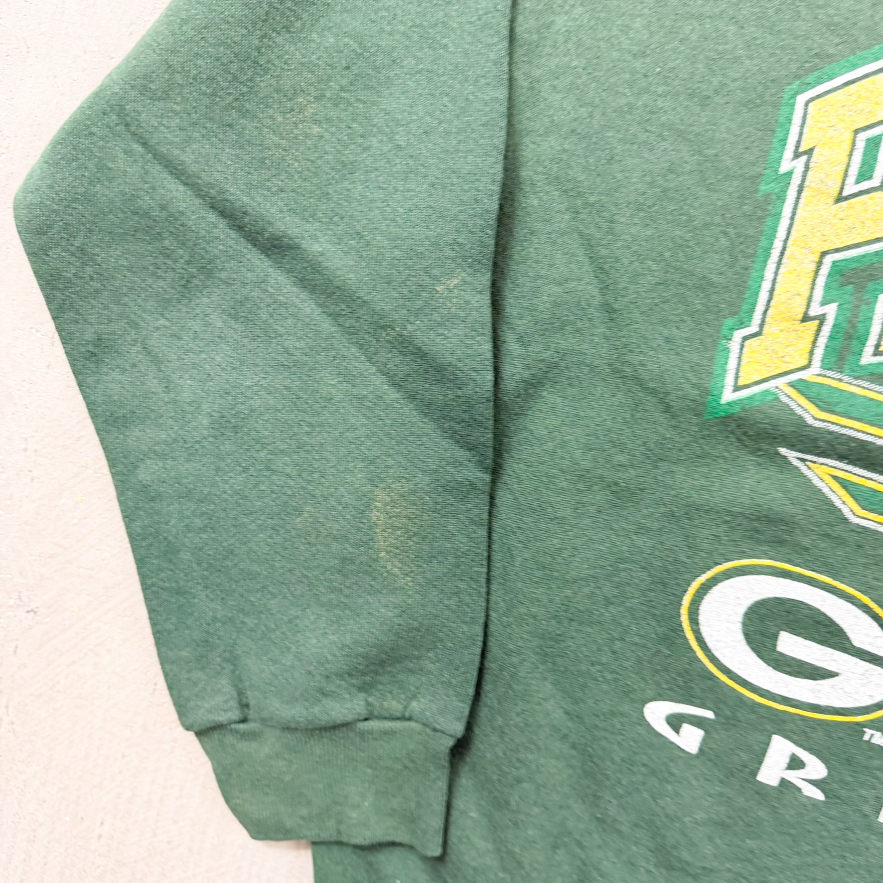 F- Vintage '95 Green Bay Packers NFL Logo 7 Text & Helmet Made In USA Crewneck