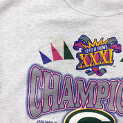 F- Vintage '97 Green Bay Packers Super Bowl 31 Champs NFL Graphic Made In USA Crewneck
