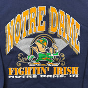 F- Vintage University Of Notre Dame Fightin' Irish Logo & Text Made In USA Crewneck