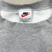 F- Vintage 90s Nike Embroidered Swoosh Grey Made In USA Crewneck