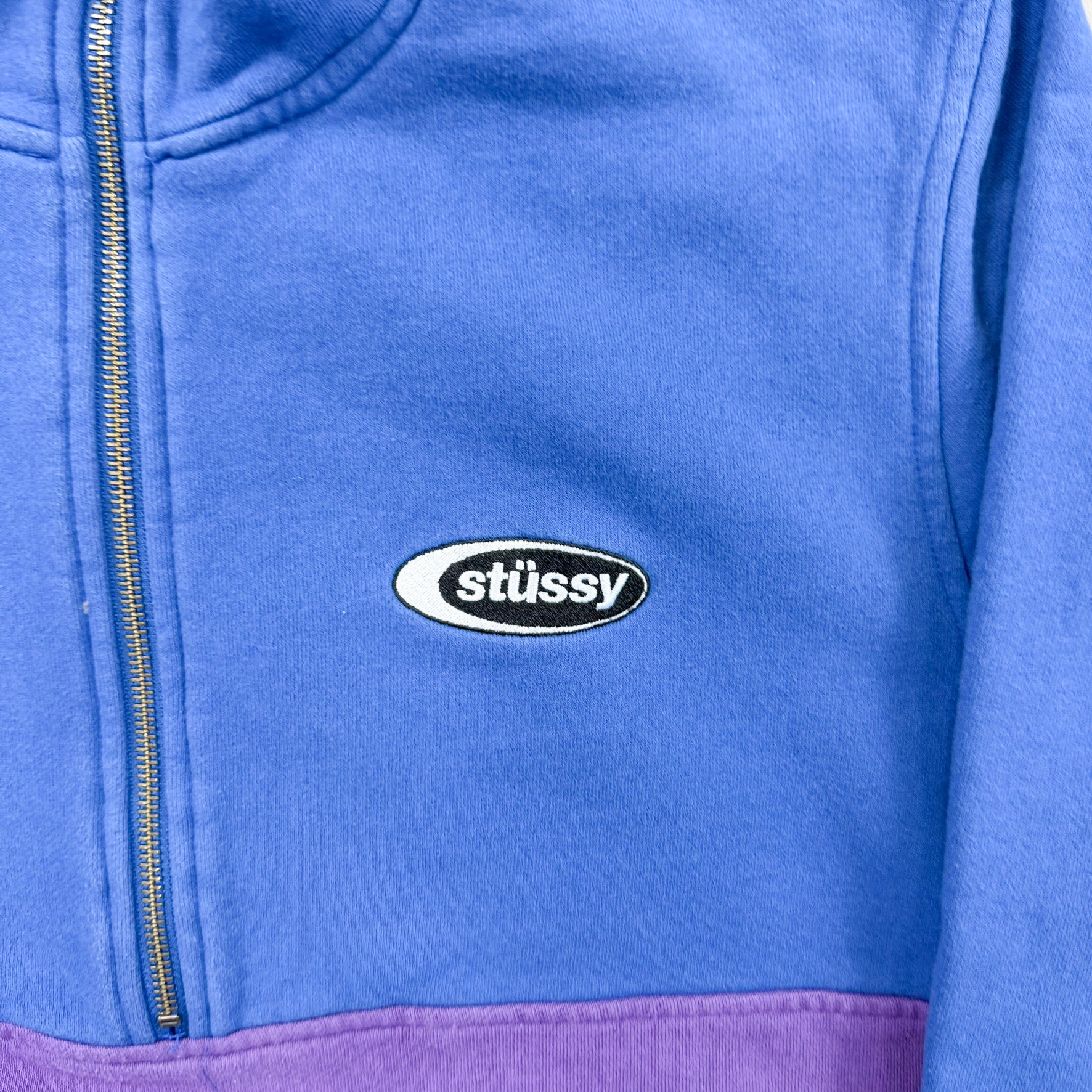 F- Vintage Stussy Embroidered Text Quarter Zip Crewneck