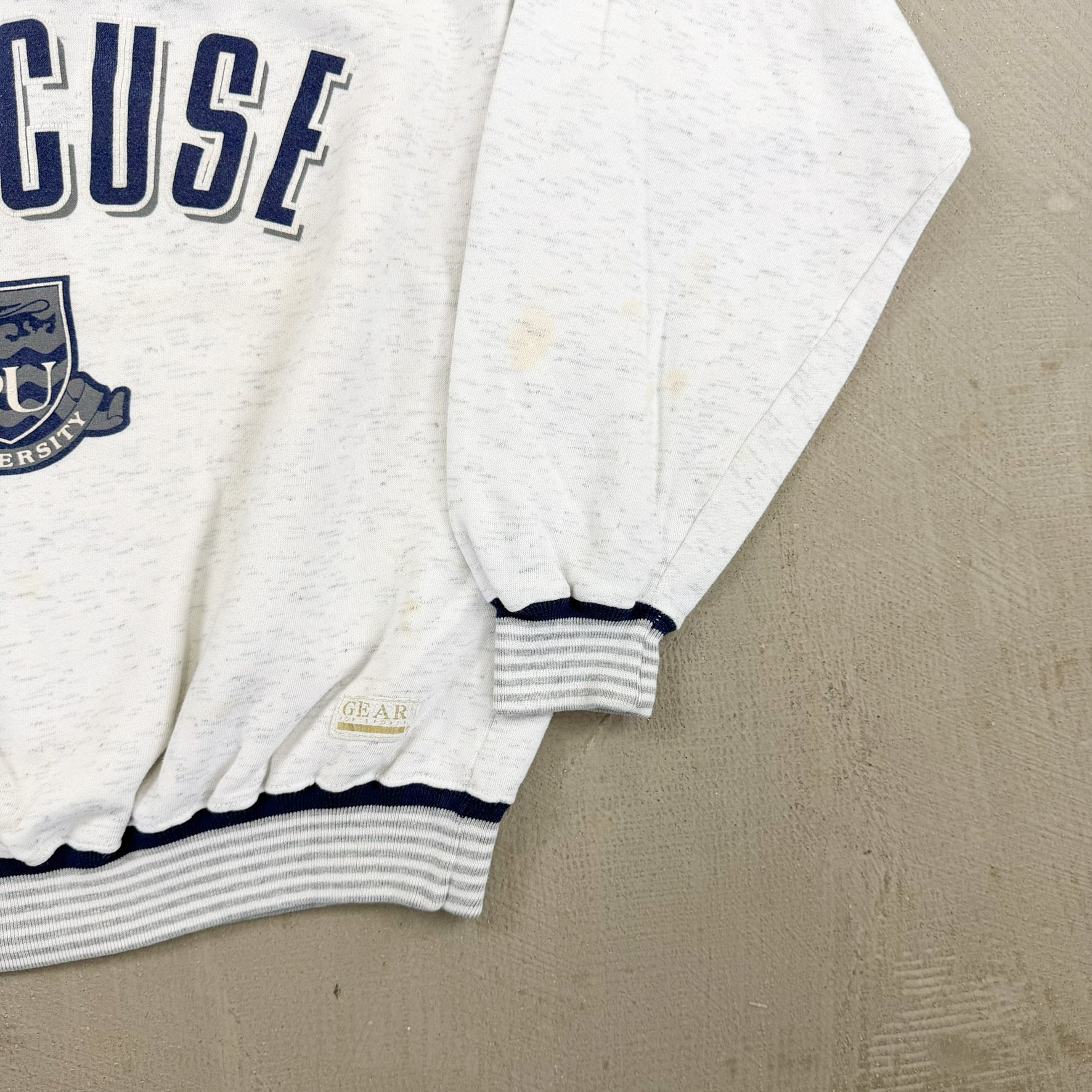 F- Vintage University Of Syracuse Henley Text Crewneck