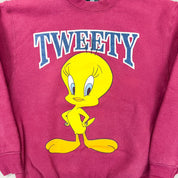 F- Vintage '97 Looney Tunes Tweety Bird Character & Text Made In USA Crewneck