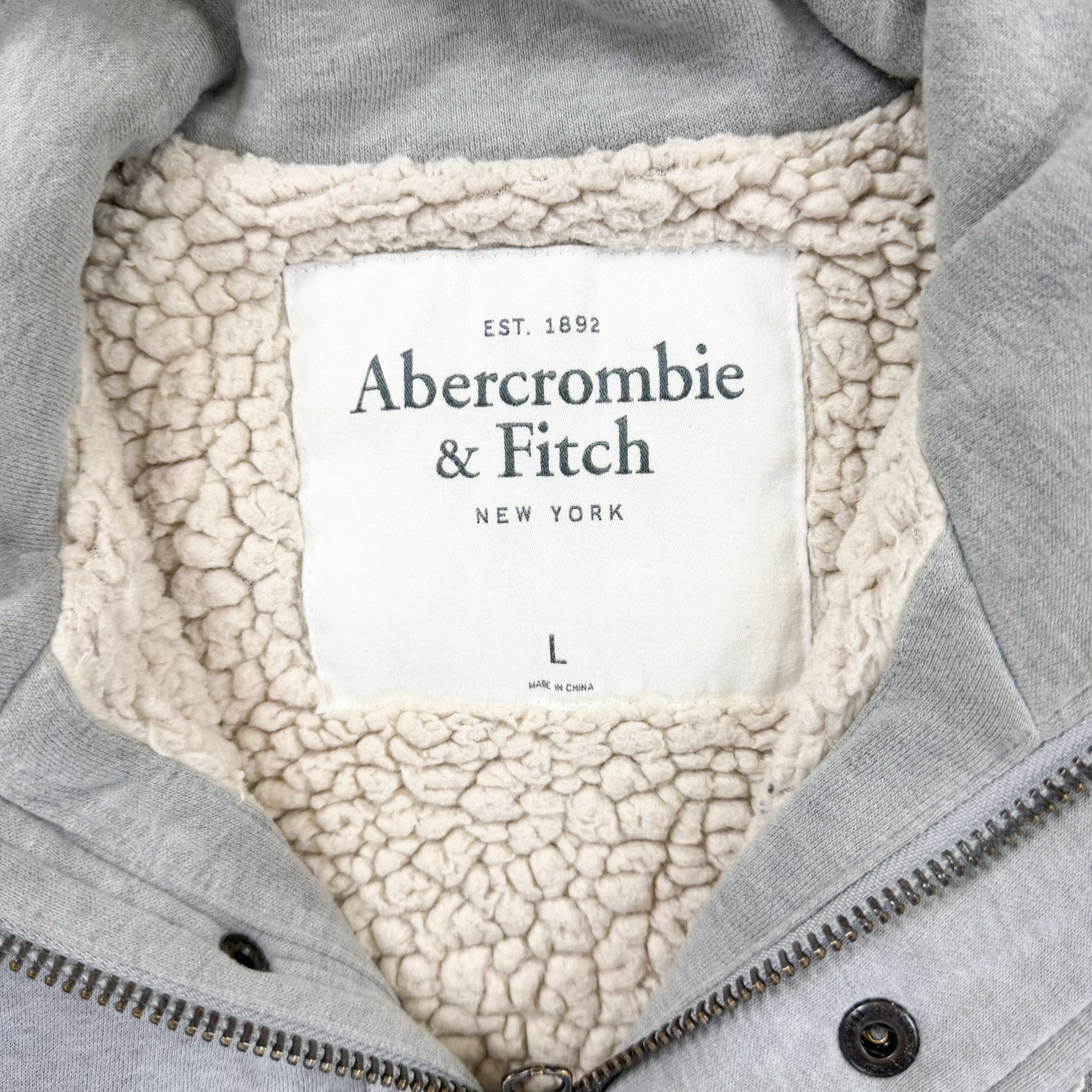 F- Vintage Abercrombie & Fitch Fur Lined Zip Up Sweatshirt Jacket