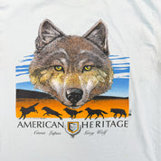 F- Vintage American Heritage Grey Wolf Hanes Heavyweight Single Stitch Tee