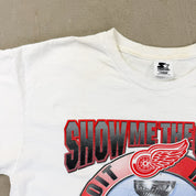 F- Vintage '97 Detroit Red Wings Stanley Cup Champs NHL Starter Graphic Made In USA Tee