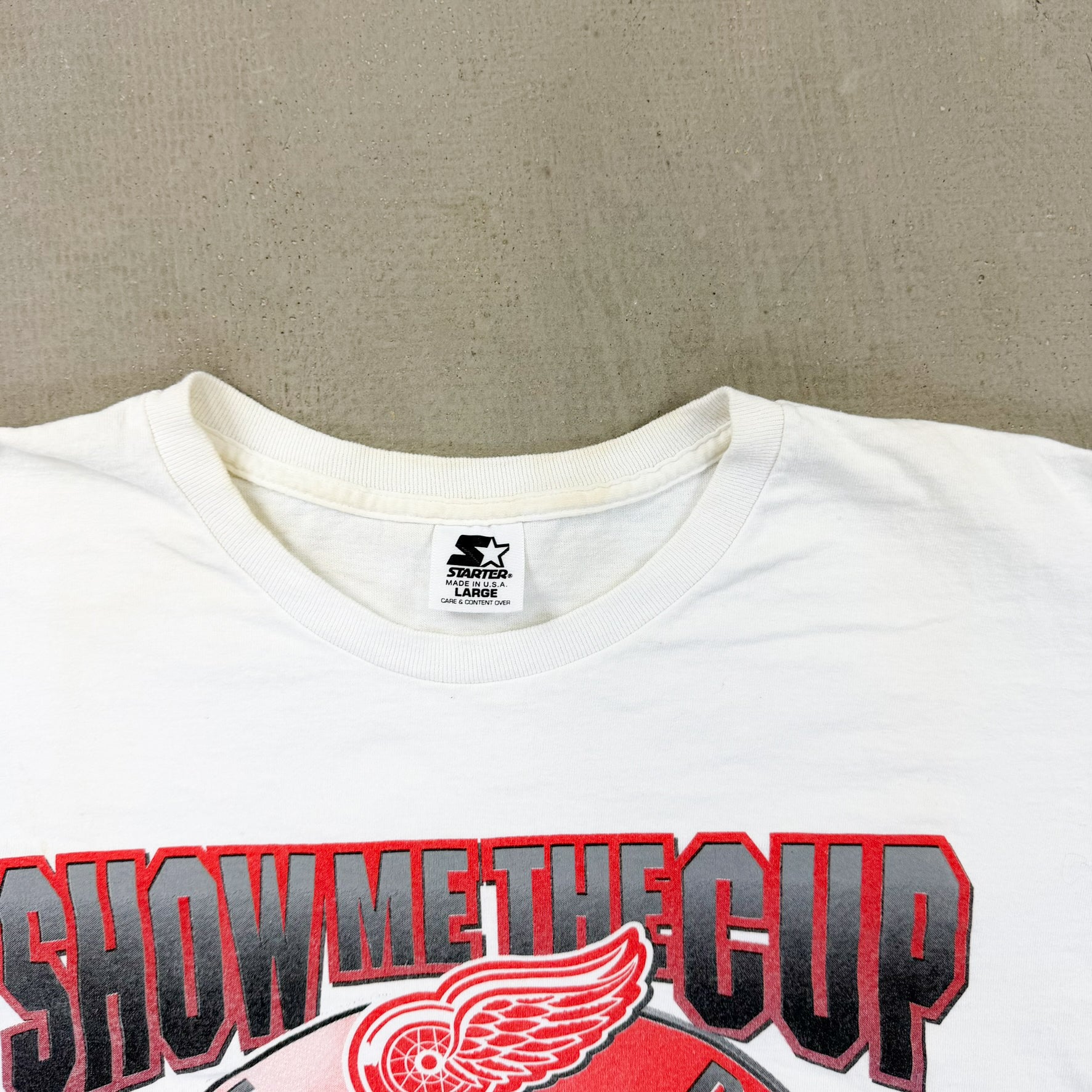 F- Vintage '97 Detroit Red Wings Stanley Cup Champs NHL Starter Graphic Made In USA Tee