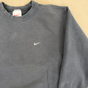 F- Vintage 90s Nike Embroidered Swoosh Black Crewneck