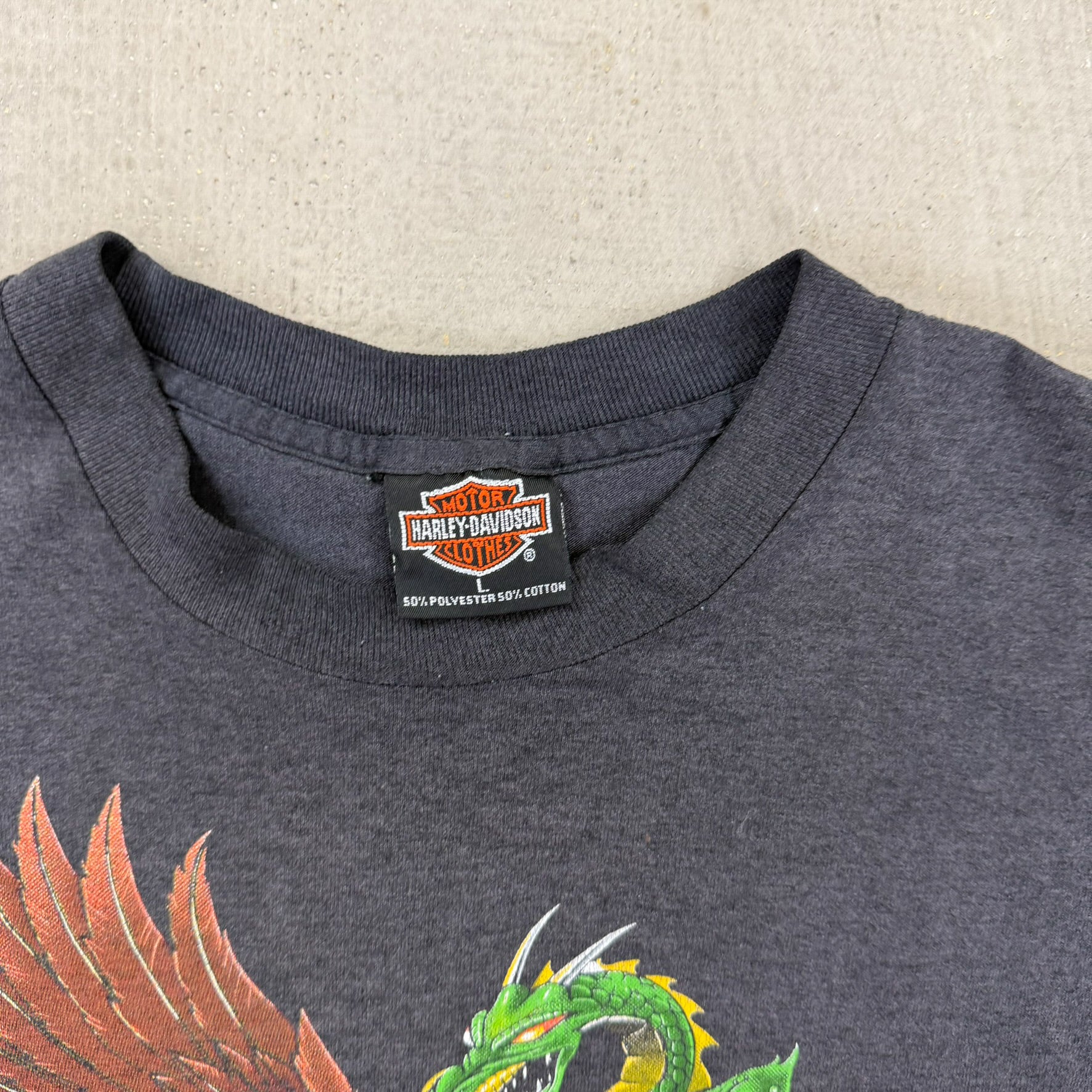 F- Vintage '86 Harley Davidson The Eagle Has Landed Graphic Single Stitch Made In USA Tee