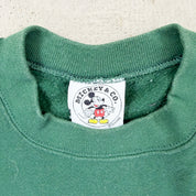F- Vintage Disney Mickey Mouse Embroidered Text & Character Made In USA Crewneck