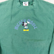 F- Vintage Disney Mickey Mouse Embroidered Text & Character Made In USA Crewneck