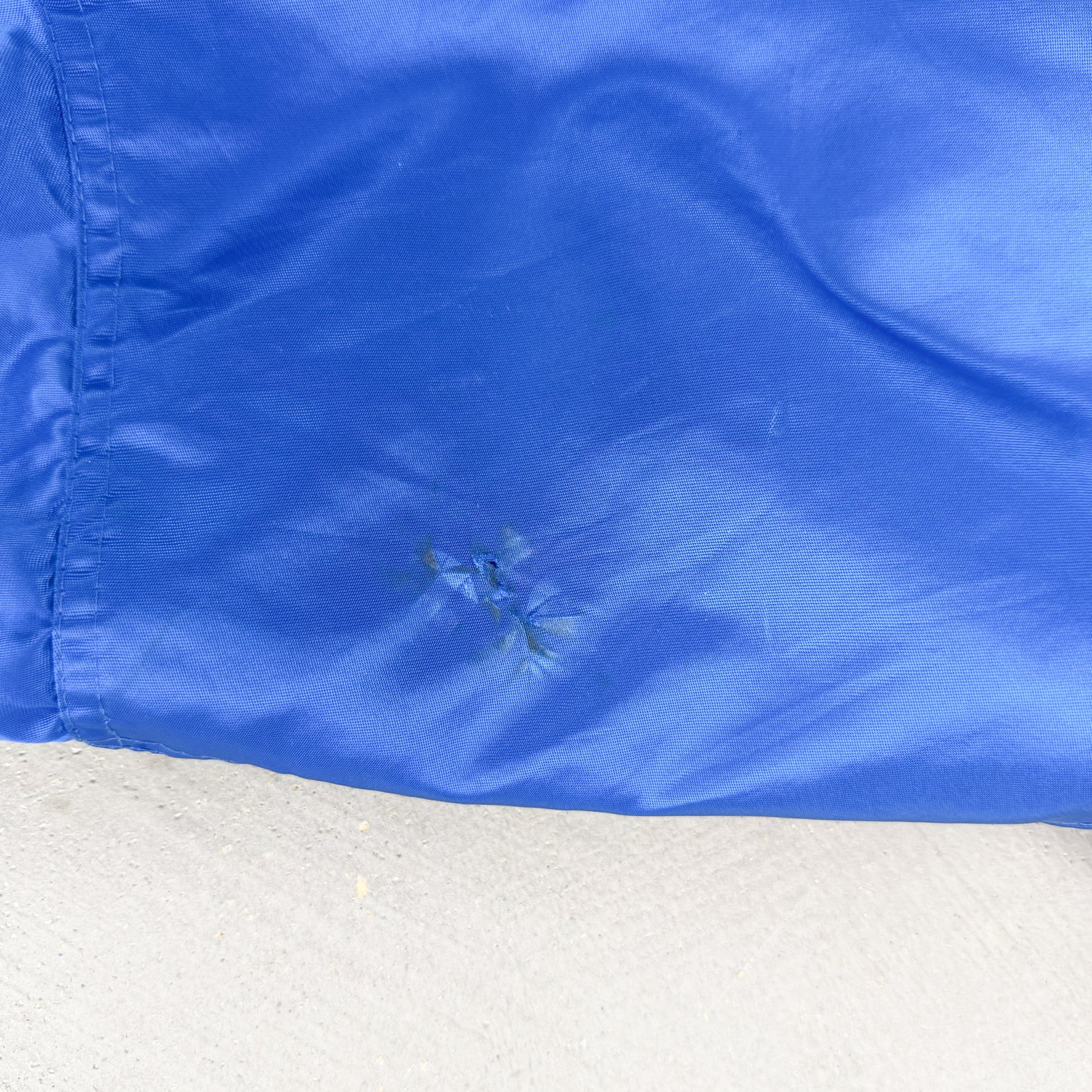 F- Vintage Buffalo Bills NFL Starter Logo Patch Satin Bomber Jacket