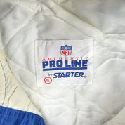 F- Vintage Buffalo Bills NFL Starter Logo Patch Satin Bomber Jacket