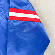 F- Vintage Buffalo Bills NFL Starter Logo Patch Satin Bomber Jacket