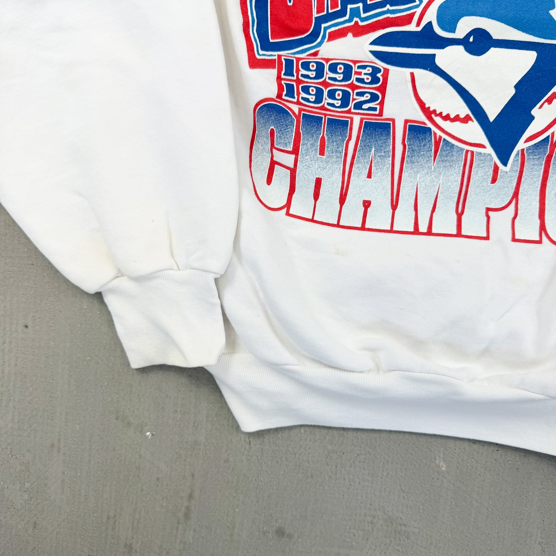 F- Vintage '93 Toronto Blue Jays Back To Back World Series Champs MLB Chalk Line Crewneck