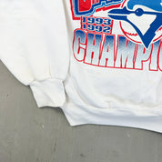 F- Vintage '93 Toronto Blue Jays Back To Back World Series Champs MLB Chalk Line Crewneck