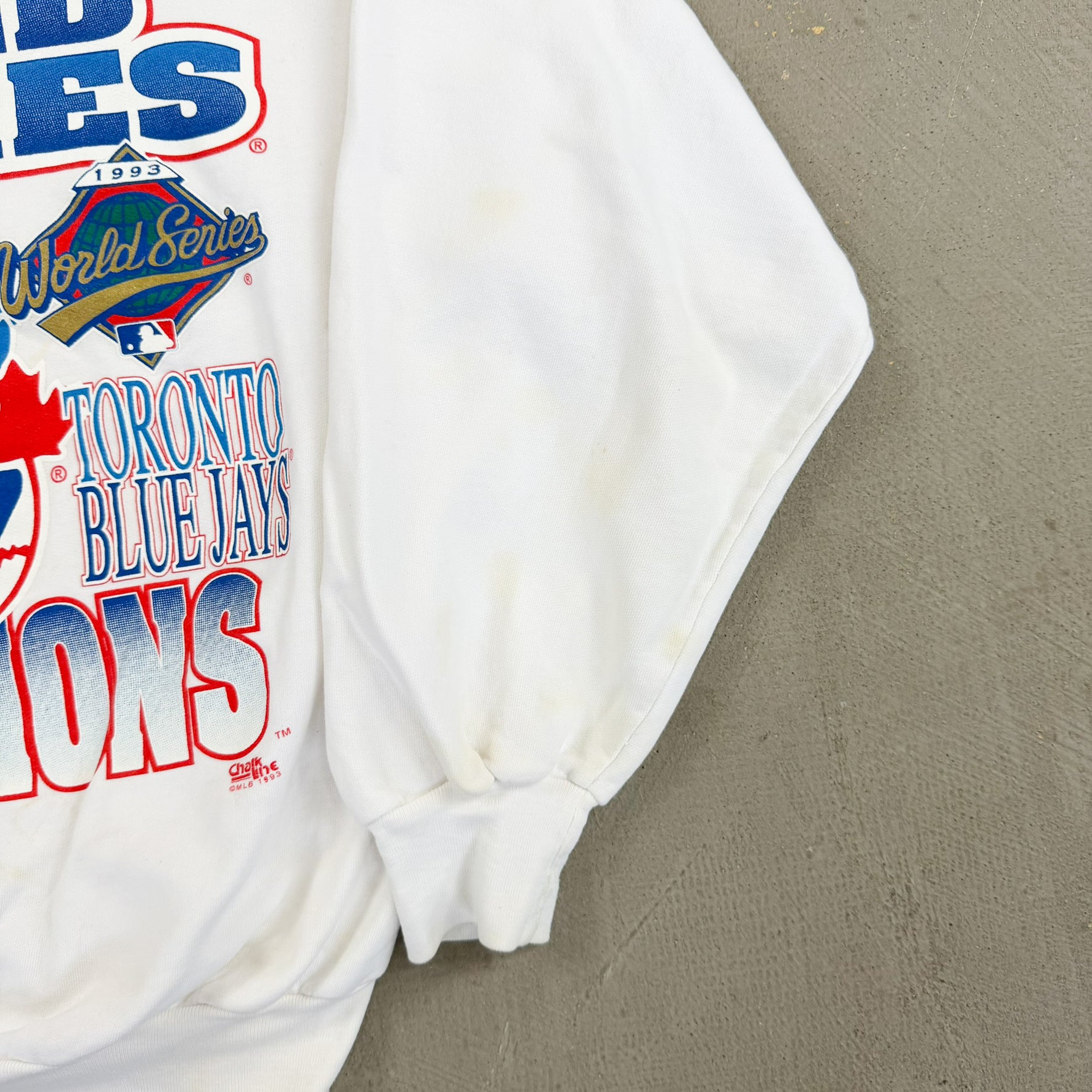F- Vintage '93 Toronto Blue Jays Back To Back World Series Champs MLB Chalk Line Crewneck