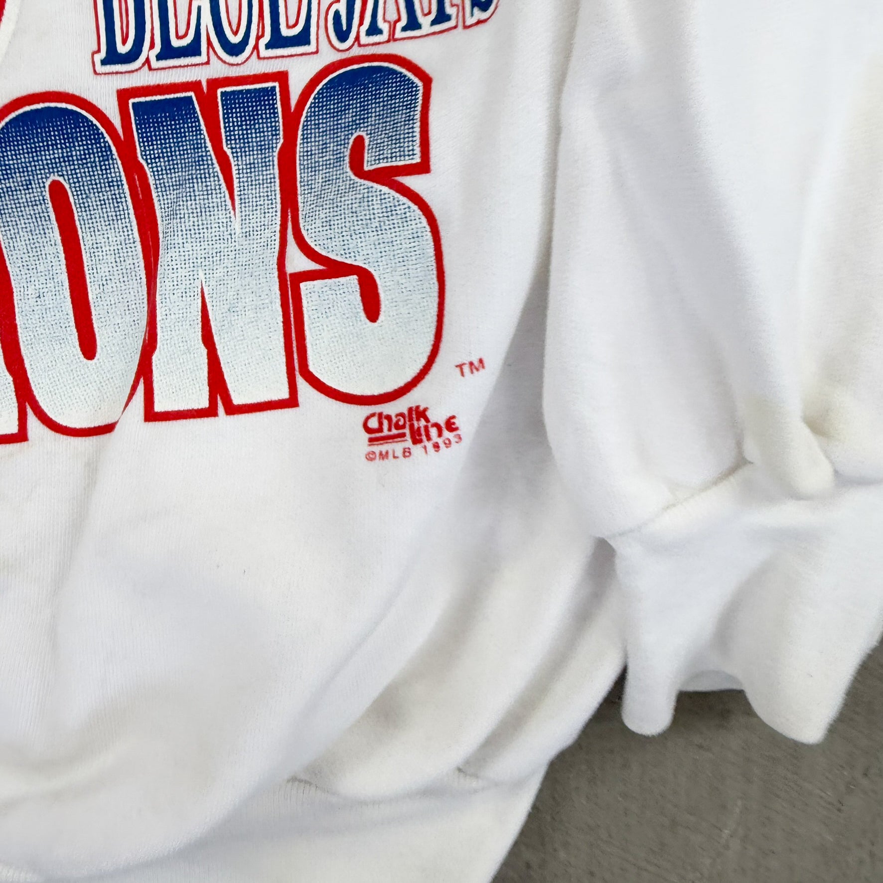F- Vintage '93 Toronto Blue Jays Back To Back World Series Champs MLB Chalk Line Crewneck