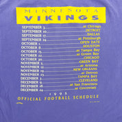 F- Vintage '95 Minnesota Vikings NFL Official Schedule Graphic Made In USA Tee